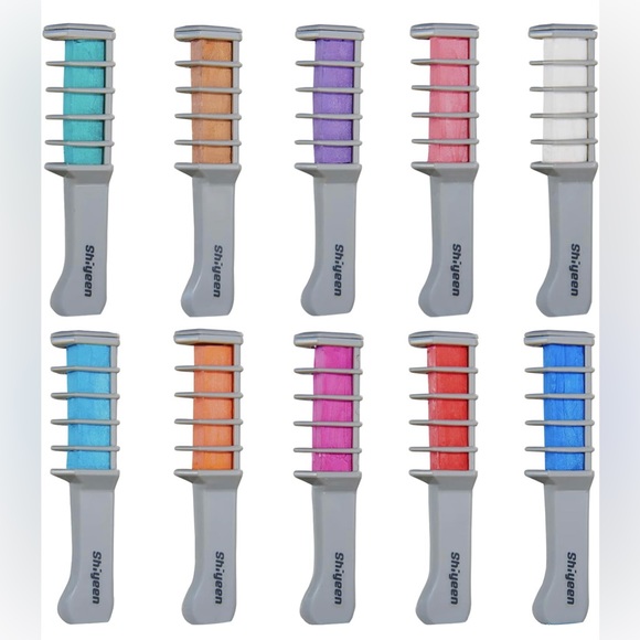 New - 10 Pc Temporary Hair Chalk Wax Combs for Kids, 10 Bright Washable Colors - Picture 12 of 15